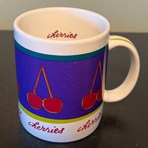 Tag CHERRIES Red Purple White & Green Ceramic Coffee Tea Mug